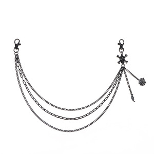 Cadena de cintura Yueli con diseño de telaraña, negra, de aleación de zinc, multicapa, estilo hip hop, informal, unisex. - Product Image 5