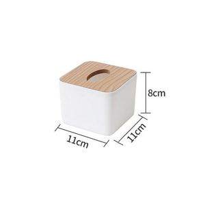 Household <b>Paper</b> Towel Storage Box <b>Tissue</b> Box Holder Napkin Box with Wood Bamboo Lid - Product Image 3