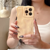Coque Souple Minimaliste Macaron Couleur Unie en TPU avec Bords Ondulés Antichoc Compatible avec iPhone 17 Pro Max, 16, 15 et 14