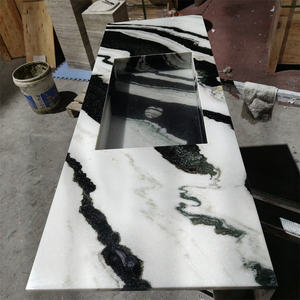 Lavabo de Mármol Blanco Panda de Diseño Moderno, Mueble de Baño de Piedra Natural con Almacenamiento - Product Image 1