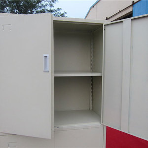 Armoire de rangement pour vêtements en acier gris uni à 4 portes, style moderne, meuble en métal, placard pour salle de sport, extérieur, école - Pliable - Product Image 4