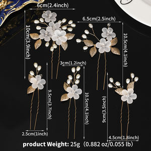 Mode fleurs métal feuilles perle cristal épingle à cheveux accessoires de cheveux de mariage bijoux de mariée coiffure (5 pièces) - Product Image 6