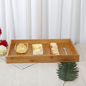 Bandeja de servir de bambú, plato rectangular de madera para exhibir pan, pasteles y repostería, uso doméstico - Product Image 2