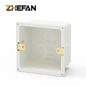 Zefan 86x86mm kotak saklar dinding soket pasang permukaan Pvc terbelakang api kotak bawah Pvc kotak sambungan Dinding