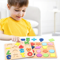 Jeu de société en bois pour parents et enfants, alphabet, chiffres, puzzle d'apprentissage 3D Montessori, jouets éducatifs précoces, vente en gros pour enfants