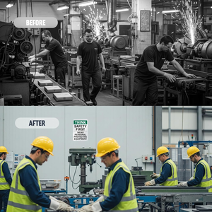 Señal <span class=keywords><strong>de</strong></span> Seguridad <span class=keywords><strong>de</strong></span> Aluminio Personalizada "Piense en la Seguridad Primero - Use Equipo <span class=keywords><strong>de</strong></span> Protección Personal" para el Lugar <span class=keywords><strong>de</strong></span> Trabajo Industrial - Product Image 6