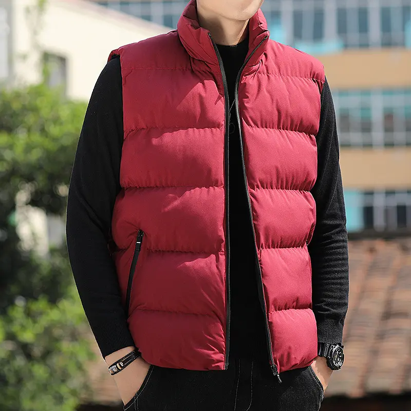 Custom Outdoor Causal Stand Collar Padded Vest Quilted Lightweight Coat Mens Casual Vest Jacket Black Gilet
