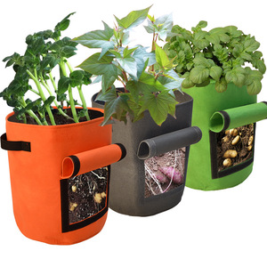 Bolsa de plantación de fieltro Bolsa de cultivo Bolsa de plantación de tela no tejida gruesa Café negro y maceta de jardinería de plantas verdes - Product Image 2