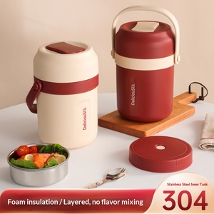 Boîte à lunch isotherme en acier inoxydable 304 pour la maison et l'extérieur, seau isotherme portable avec grille de scellage - Product Image 1