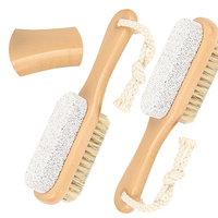 Râpe à pieds en bois double face, à grains grossiers et fins, avec têtes rondes et manche en bois, brosse exfoliante pour pédicure, outil de soin des pieds