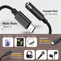 Cable de Audio Tipo C a 3.5mm, Cable Trenzado con Decodificación Digital para Música, Llamadas y Control, Amplia Compatibilidad