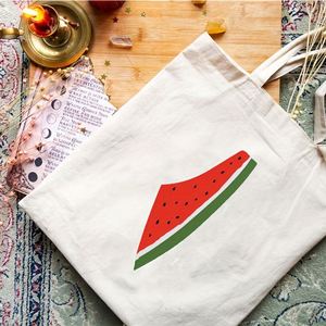 2026 New Arrival Custom Watermelon Pattern <b>Large</b> Capacity Reusable <b>Canvas</b> Women's <b>Tote</b> <b>Bag</b> for Daily Wear - Product Image 5