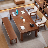 Bureau multifonction moderne en bois massif avec tiroirs, durable pour le salon et le bureau, ensemble bureau et chaise de lecture