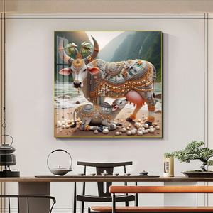 Venta al por mayor de fábrica: Cuadro de porcelana de cristal personalizado con diseño de ganado, vacas y animales, para decoración de sala de estar con LED - Product Image 1