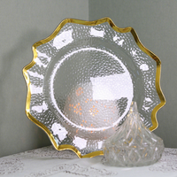Assiette de présentation blanche simple, décorative, pour dîner, hôtel, banquet, mariage, dorée