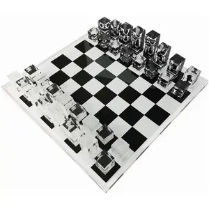 Jeu d'échecs de luxe en Lucite, noir et transparent, pièces d'échecs en acrylique créatives imprimées sur mesure, décor de Table de maison, jeux d'échecs