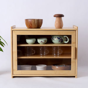 Коробка для хранения хлеба и продуктов из натурального бамбука, полки для хранения чайных чашек и кухонных принадлежностей с дверцей на кухонную столешницу - Product Image 2