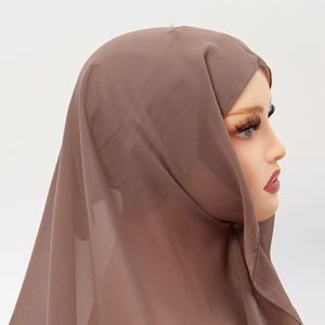 Muslim Premium Chiffon Hijabs Built-In Magnet Pin Chiffon Instant <strong>Hijab</strong> Scarf With Inner Tube Underscarf - Product Image 5