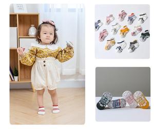 ถุงเท้าเด็กผ้าฝ้ายกันลื่นสำหรับฤดูใบไม้ผลิฤดูร้อนถุงเท้าเด็กวัยหัดเดินพื้นยางสำหรับเด็กแรกเกิด - Product Image 3