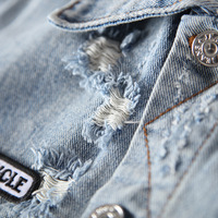 Premium Plus Size Veste pour hommes personnalisé de haute qualité en coton à manches longues Patchwork Broderie Jeans pour hommes Veste en jean