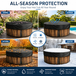 Housse de protection pour <span class=keywords><strong>spa</strong></span> <span class=keywords><strong>gonflable</strong></span> extérieur, ronde, 420D Oxford, imperméable, coupe-vent, anti-UV, toutes saisons - Product Image 4