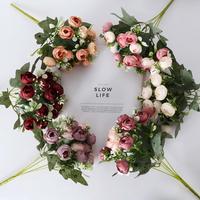 Künstlicher Rosenstrauß Seidenblumen für Hochzeiten Kleine Pfingstrosen Teerosen für Veranstaltungen Hochzeitstorten Geschenkdekoration