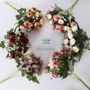 Ramo de Rosas Artificiales, Flores de Seda Artificiales para Boda, Pequeñas Rosas de Té y Peonías para Eventos, Decoración de Pasteles de Boda y Regalos - Product Image 4