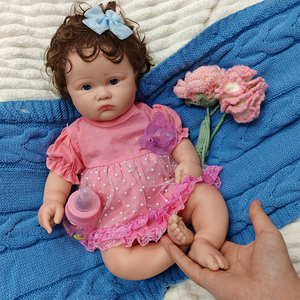 Poupées chinoises compactes en silicone, exquises, avec cheveux bouclés implantés à la main, 18 pouces, pour bébés filles, jouets de poupées aux détails anatomiques réalistes - Product Image 4