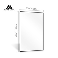 Miroir mural rectangulaire pour salle de bain, cadre en métal noir fin personnalisé, fabrication professionnelle, Mars Villa Hotel