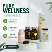 Botol Kaca 60ml 150ml Bening Amber Botol Kapsul untuk Vitamin D3 Gummies Kemasan Suplemen Nutrisi Obat