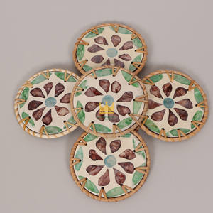 Tapis en rotin faits main personnalisables, style moderne, écologiques, motif nacre, origine Vietnam, pour la décoration de tables à café et à thé - Product Image 3