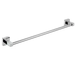 Chrome-plated Stainless Steel Towel Rail Zinc Alloy Polished Electroplating Bath Accessories Wall-mounted Towel Rack Square Base