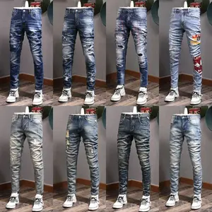 Men's Fashion Jeans Vintage Skinny Jeans Men Stacked Denim High Quality Stretch Men Jeans