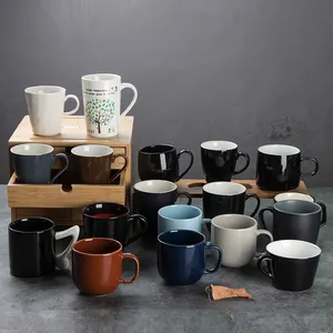 Bar/home drinking ware high quality cheap ceramic tea/coffee cup various size porcelain handle coffee mugs