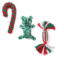 Ensemble de jouets en corde pour chien de Noël, cadeau comprenant un nœud, un bonhomme de neige et une flocon de neige, jouets à mâcher pour chien