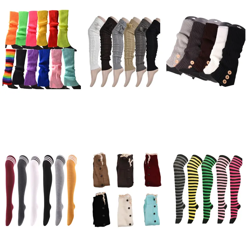 Multi style Fashion Winter pure color warm legs knitting leg warmers classic Party Ribbed leg warmers