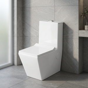WC de cerámica de una pieza de color blanco brillante de lujo, armario de agua, diseño moderno, tanque oculto, juego de inodoros para Proyecto de baño - Product Image 1