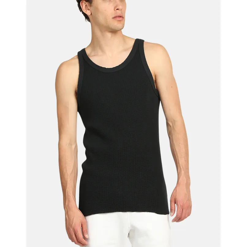 100% cotton activewear mens cotton hollow waffle knit blank fitness gym tank tops