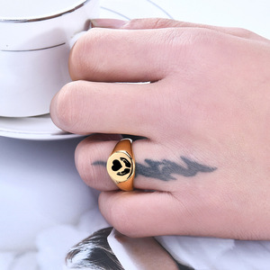Stainless Steel Round <b>Ring</b> 12mm 22mm Laser Engraved Heart Design Unisex Couple Jewelry Gift - Product Image 3