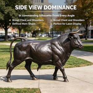 Statue de taureau majestueux <span class=keywords><strong>en</strong></span> bronze et fibre de verre pour l'extérieur, idéale pour les places d'entreprise, les centres de villégiature, les villas et comme pièce maîtresse décorative pour pelouse - Product Image 2