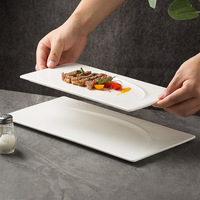 Assiette plate en céramique pour hôtel, motif soleil en relief, plat de service rectangulaire en porcelaine blanche pour steak, sushi et cuisine raffinée