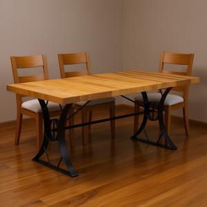 <b>Solid</b> Mango <b>Wood</b> Dining <b>Table</b> 70.9x35.4x29.9 Inches Rectangular Metal Legs Modern Design Home Furniture - Product Image 2