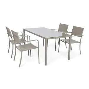 라이프 아트 레저 파티오 가구 식탁 및 의자 세트 스틸 금속 섬유 야외 정원 테이블 세트