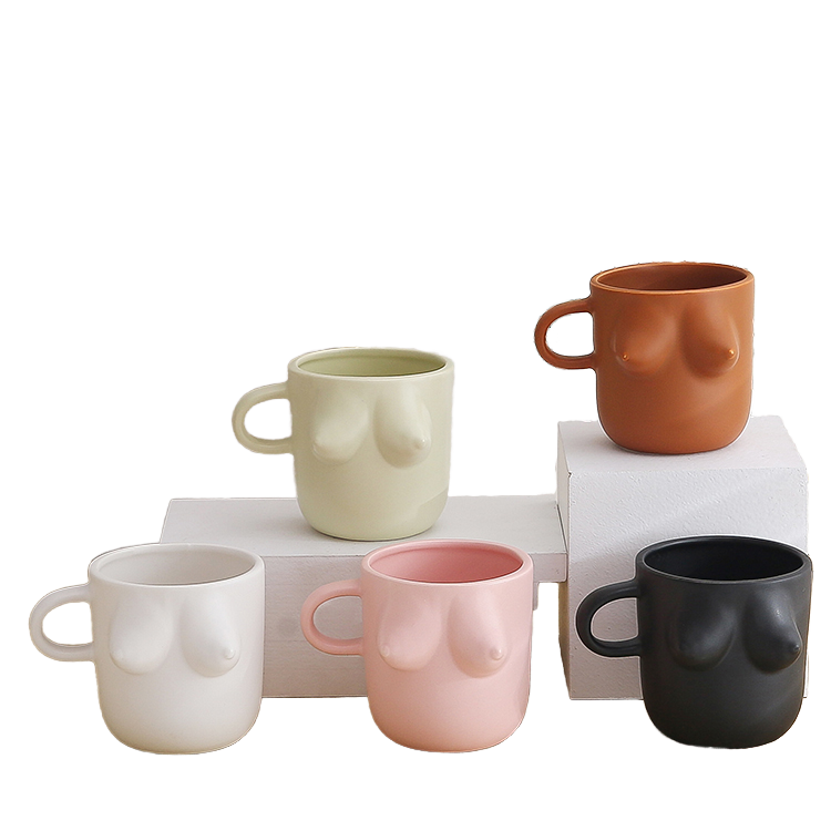 Tazza Glitterata Con Motivo Seno OM3 – Divertente Tazza Da Caffè In Ceramica 325 Ml, Rosa