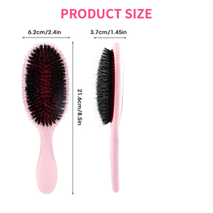 Brosse à cheveux ovale compacte personnalisée avec logo, poils doux et antistatiques en poils de sanglier, pour massage du cuir chevelu et extensions capillaires naturelles - Product Image 5
