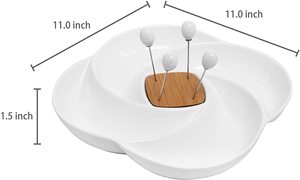 Nuevo Producto <span class=keywords><strong>2026</strong></span>: Bandeja Decorativa de Cerámica Blanca para Servir Aperitivos con Palillos para Comida y Soporte de Madera - Product Image 4