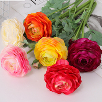 Bunga Ranunculus Buatan Realistis Warna Merah Mawar 45cm Sentuhan Asli Buatan Tangan Beraroma Dekorasi Interior Acara Grosir Pabrik