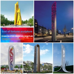 Produttore grande esterno in acciaio inox spirituale fortezza scultura Logo quadrato parco scenico Area di ornamenti in metallo per il ferro - Product Image 4