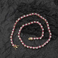 Collier tennis en forme de cœur, style hip-hop, en laiton incrusté de zircon, coloré, à personnaliser