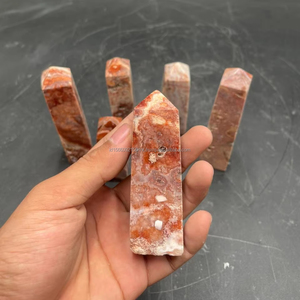 Natural Indonesia <b>Pink</b> Jasper Crazy Lace Obelisk Shape Polished Gemstones Handicraft <b>Healing</b> Crystal Reiki Chakra Souvenir - Product Image 2